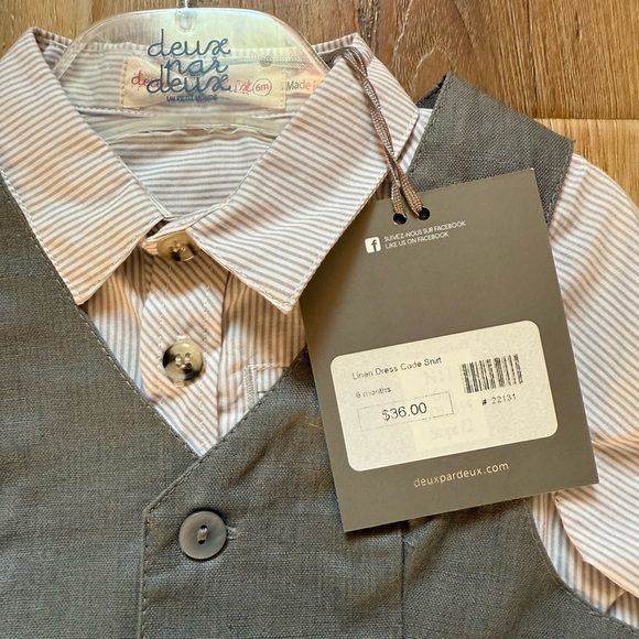🆕 Deux Par Deux Gray Button Down Shirt with Vest and Pants 3-pc Set - Picture 2 of 3